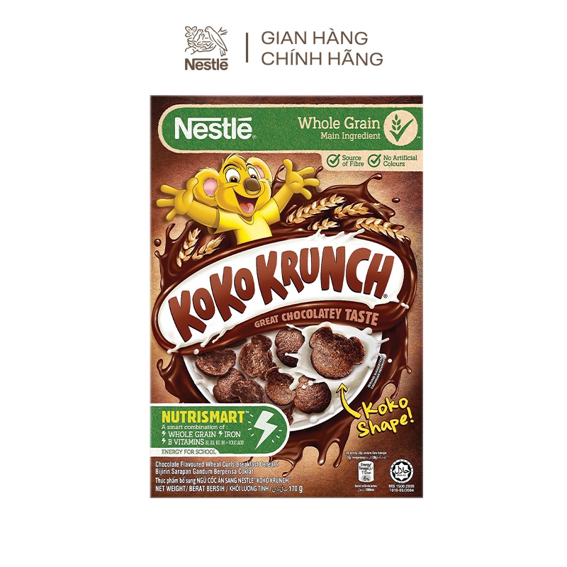 [Tặng 1 hộp đựng đa năng hình gấu] Combo 2 hộp ngũ cốc ăn sáng Koko Krunch Nestle 330g/hộp