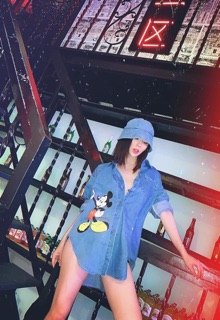Sơmi micky denim ( ghi chú hoặc ib chọn sz )