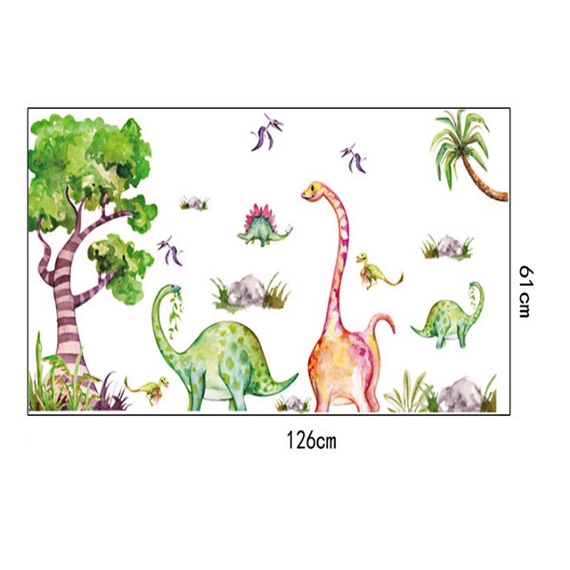 Decal dán tường vườn thú khủng long
