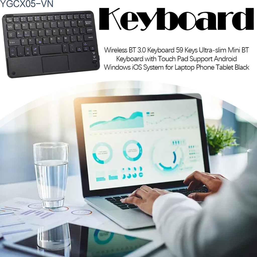 Bàn Phím Bt 3.0 59 Phím Không Dây Mini Siêu Mỏng Có Miếng Lót Cảm Ứng Cho Hệ Thống Android Windows Ios Đen | BigBuy360 - bigbuy360.vn
