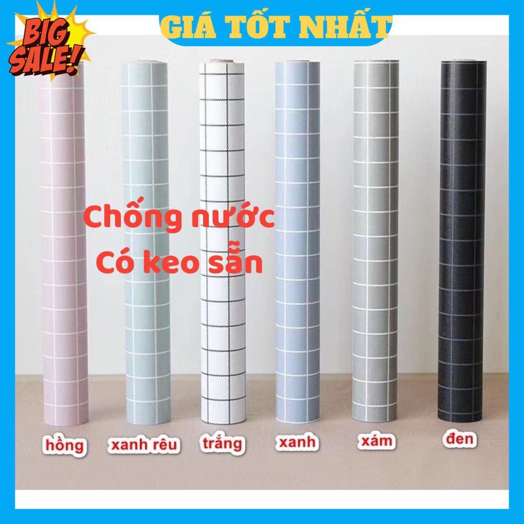 10M Giấy dán tường Caro - decal giấy trơn ( nhiều mẫu mới ) có sẵn keo khổ 45cm