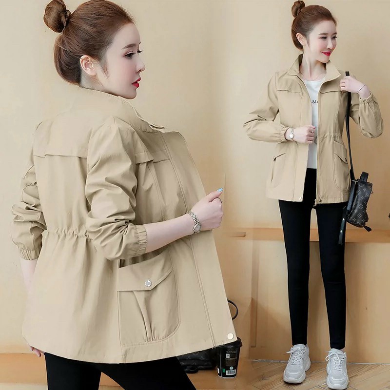 Áo Khoác Kaki Nữ Túi Hộp Dây Khóa Kéo Thắt Dây Eo Phong Cách Trẻ Trung Năng Động Siêu Hot NEW UNISEX