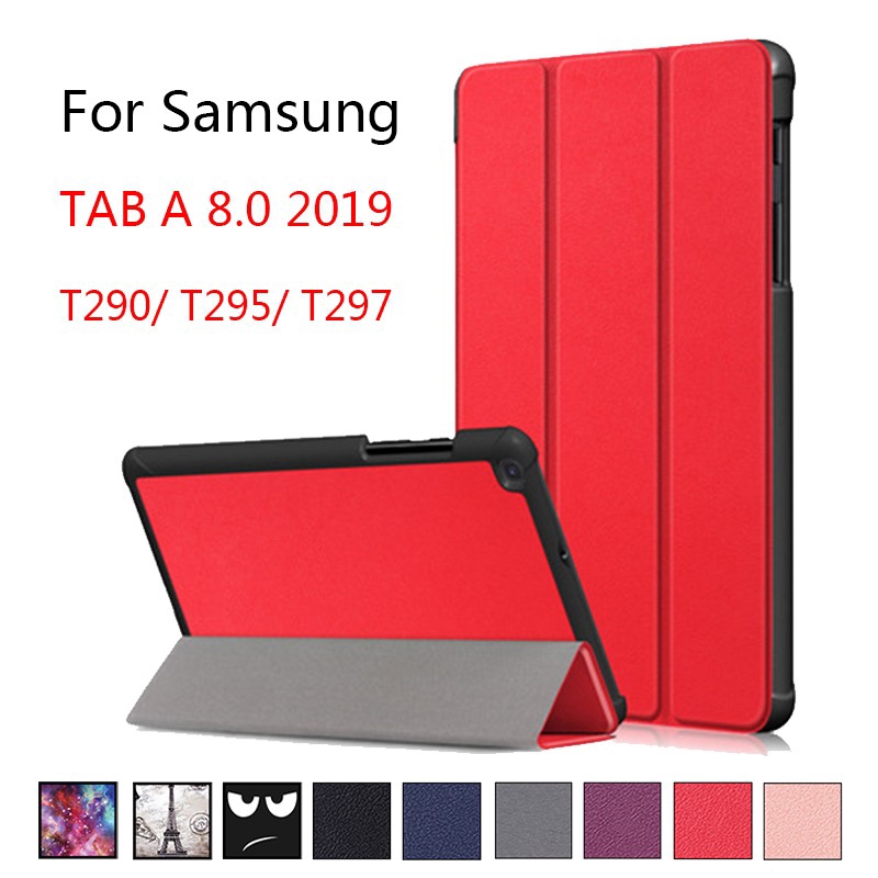 Bao da nắp lật từ tính ba nếp gấp dạng đế đỡ cho Samsung Galaxy Tab A 8.0 2019 T290/T295/T297