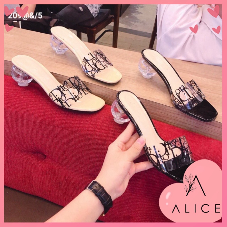 🔥BIGSIZE 39🔥✨hàng Quảng Châu✨ Giày cao gót trong suốt đế tròn in chữ (CGD01) 🔥FREESHIP🔥 giá rẻ đẹp size lớn