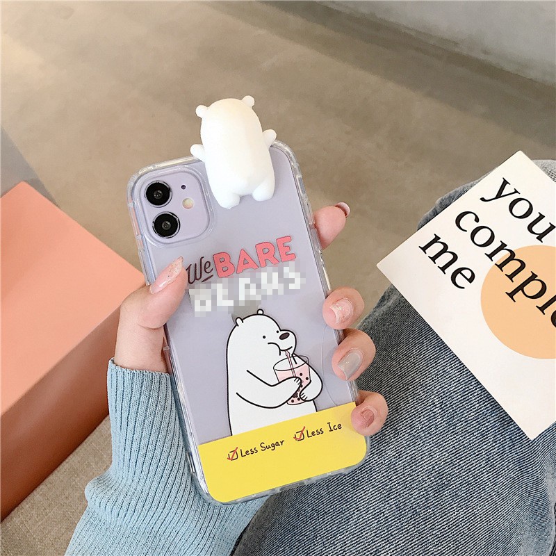ốp lưng iphone viền trong gắn gấu leo dành cho ốp iphone 12 promax 6 7 8 13 13pro 13promax plus max xsmax xr11 11promax