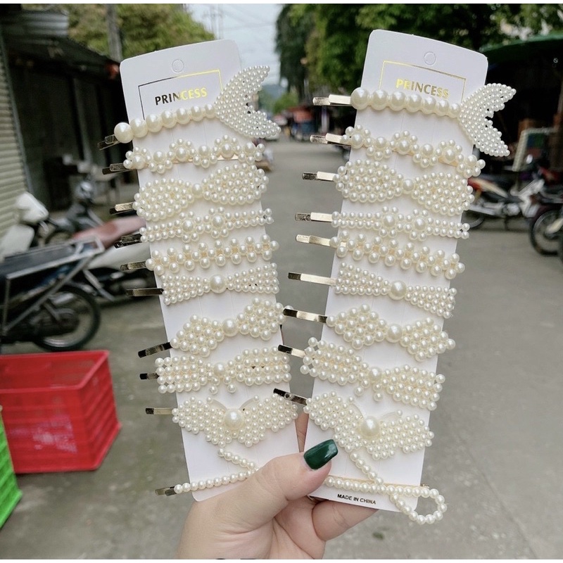SET 10 kẹp tóc đinh hạt trai cho bạn gái xinh xắn giá siêu rẻ