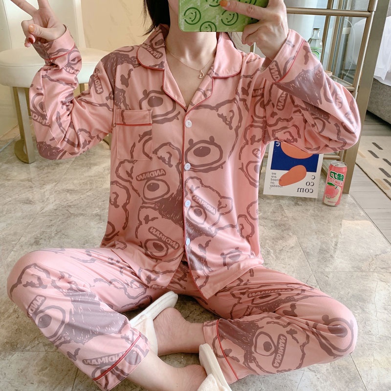 Bộ Ngủ Pijama Nữ 💖HÀNG CÓ SẴN💖 Bộ mặc nhà, Bộ Đồ Ngủ Chất Liệu Cotton Sợi Tơ Sữa Dài Tay Họa Tiết Dễ Thương Cao Cấp