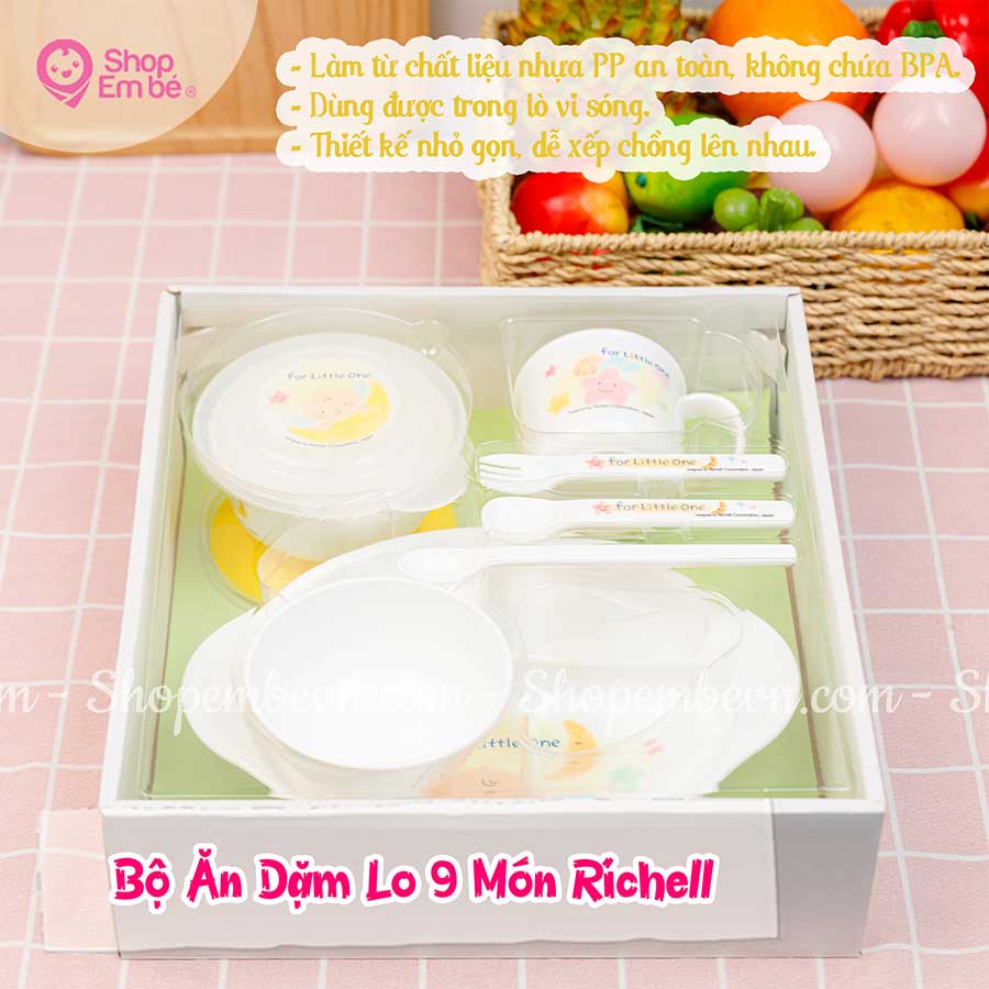 [CHÍNH HÃNG] Bộ Ăn Dặm LO 9 Món Richell Nhật Bản