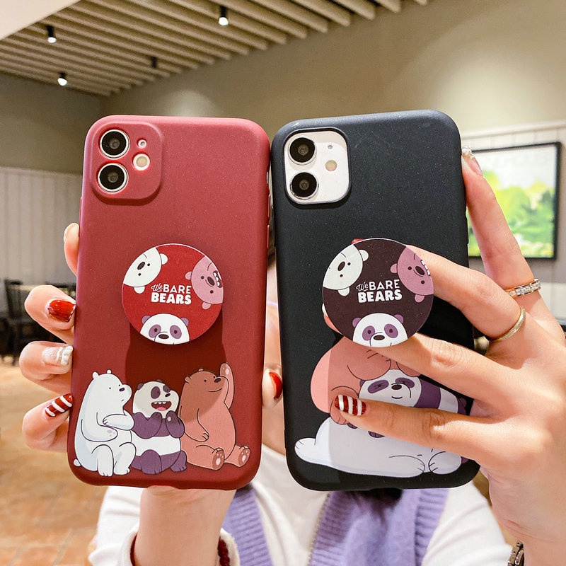Ốp lưng Huawei Y9 Y7 Y6 P30 Nova 2i 3i 3e 5T Pro Prime Lite 2018 2019 Cute three Bear Soft Case Cover+Air Holder