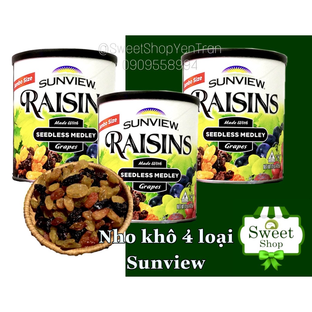 Nho Khô Vàng, Đỏ, Xanh, Đen Sunview Mỹ