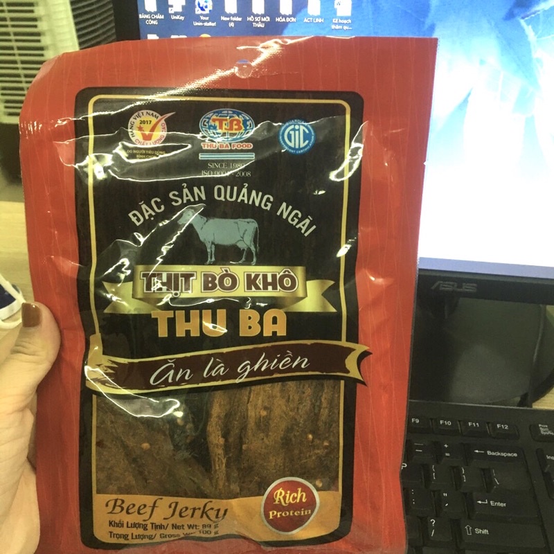 Thịt Bò Khô Thu Ba Đặc Sản Quảng Ngãi 100gr/bịch, Bò khô hương vị tuổi thơ Quà Quê