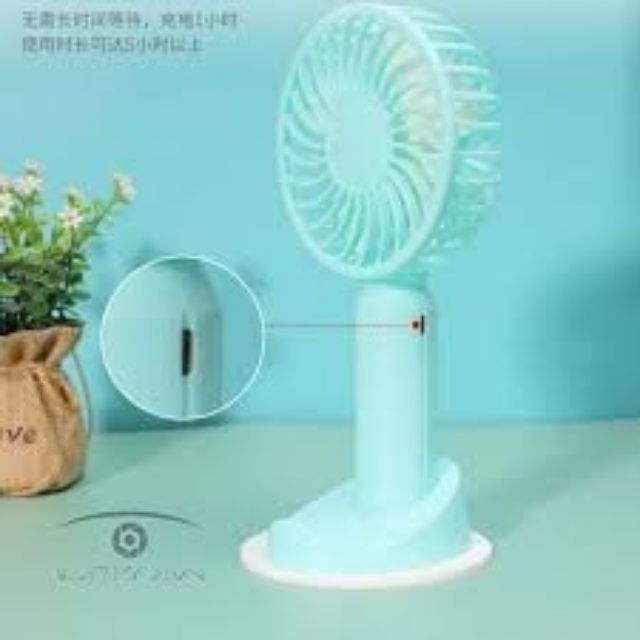 Quạt mini cầm tay Portable Fan 4 cánh kèm kèm chân sạc có đế để bàn, để điện thoại