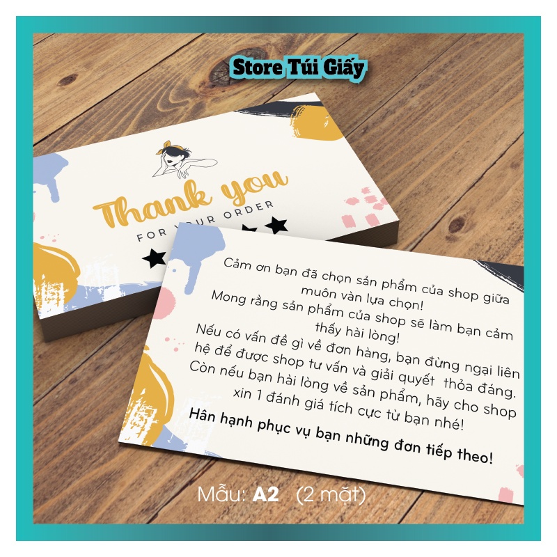 Thiệp cảm ơn Khách Hàng - SET 50 thiệp - Card giấy cứng, mẫu đẹp cute  - TUIGIAY.STORE