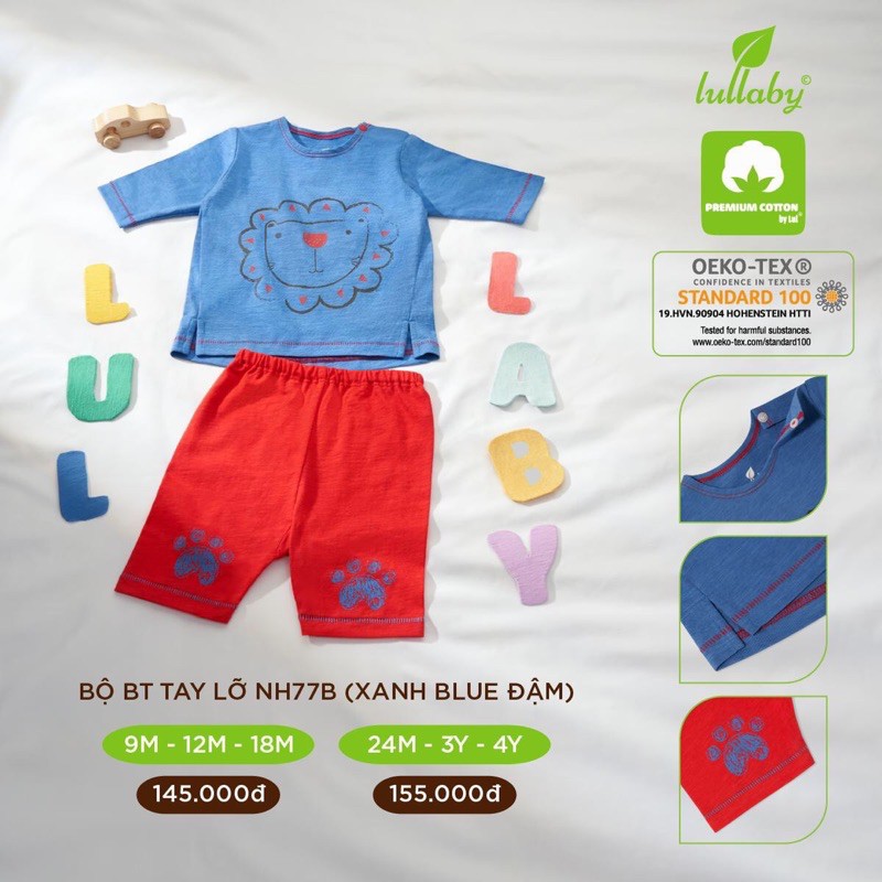 [Xả hàng] Bộ quần áo tay lỡ bé trai/bé gái Lullaby NH77B (Sz 9m-4y)