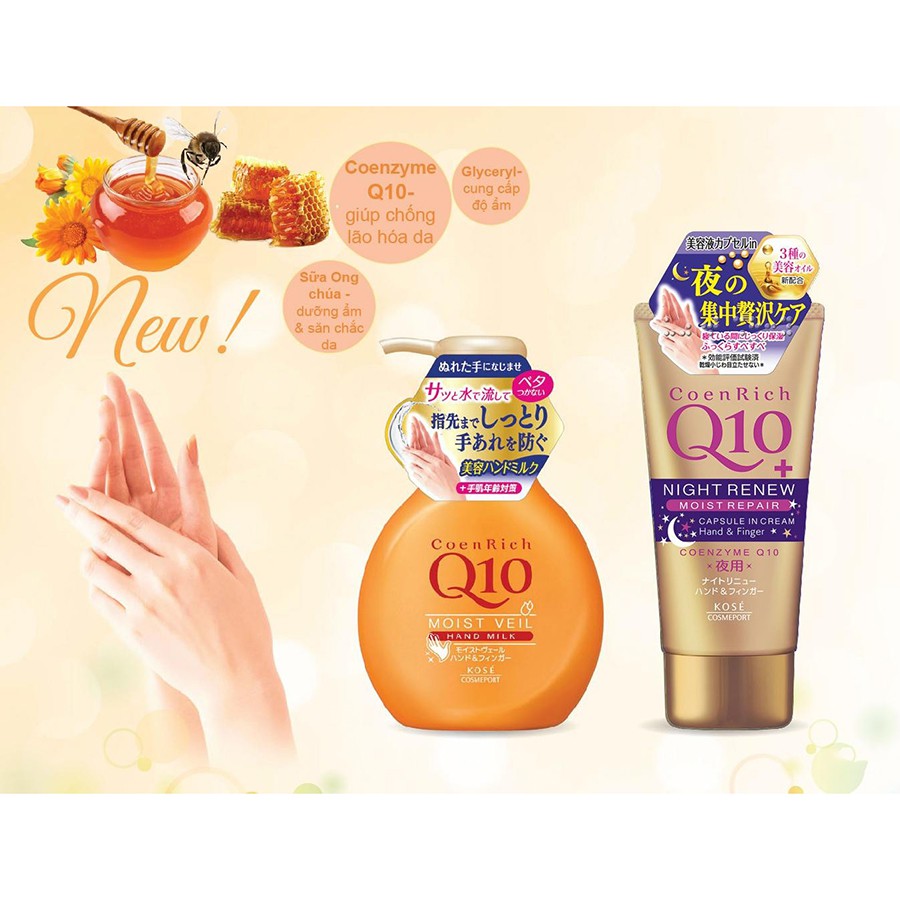 Kem dưỡng ẩm và làm trắng da tay ban đêm kose coen rich q10 night renew moist repair cream 80g - Lamicare | BigBuy360 - bigbuy360.vn