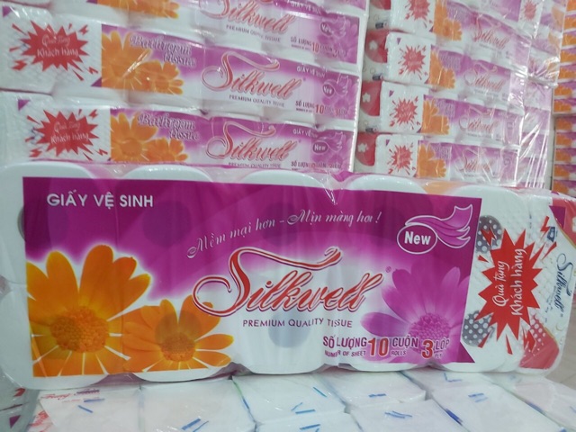 Giấy vệ sinh cao cấp silkwell 10 cuộn tím