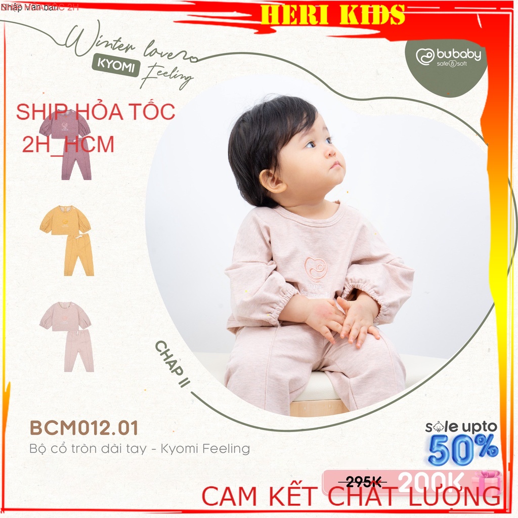 Bộ cổ tròn dài tay cho bé gái Bu Kyomi Feeling 6m - 3Y
