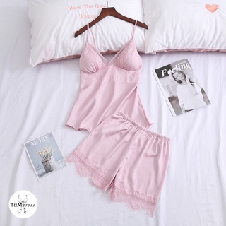 [Ảnh thật] [Có sẵn] Set ngủ lụa 2 dây sexy Helen cộc