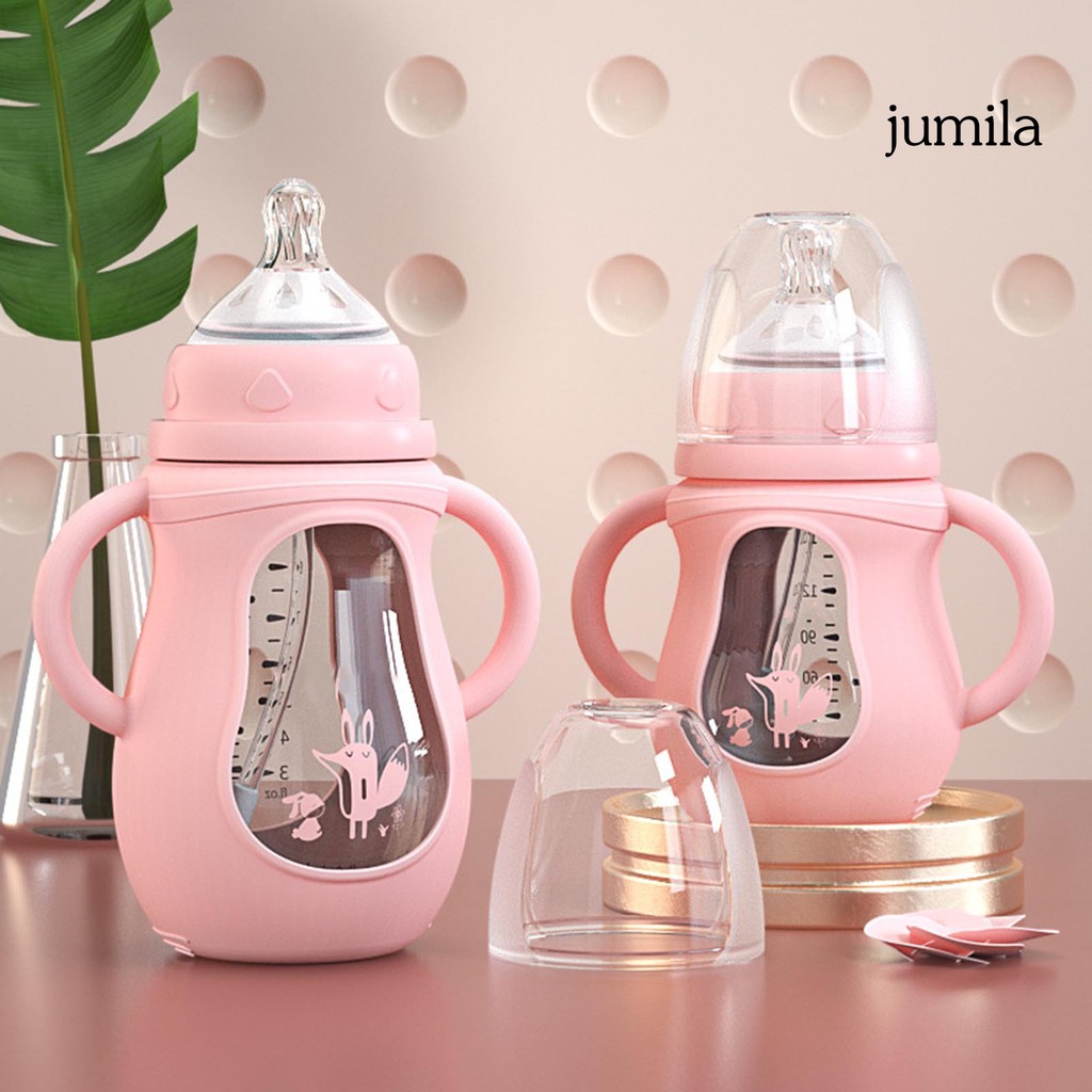 Bình sữa cho bé bằng thủy tinh có ống hút tiện dụng dung tích 150ml / 240ml