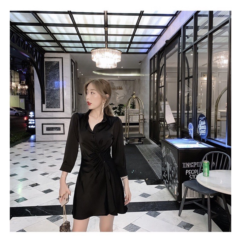 [Mã FAMAYWA2 giảm 10K đơn 50K] [FREESHIP 50K] Váy Đầm Tiểu Thư Ulzzang Hàn Quốc Satin Dáng Dài Vintage Cổ Đức | BigBuy360 - bigbuy360.vn