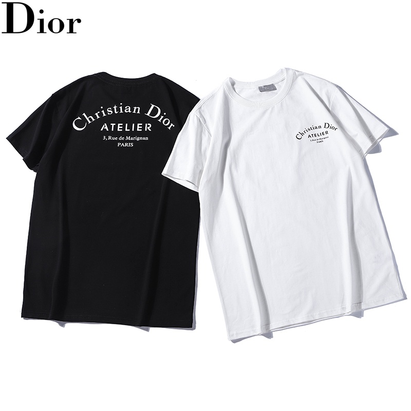 Áo thun cotton tay ngắn in logo Dior phong cách cổ điển thời trang xuân hè cho cặp đôi