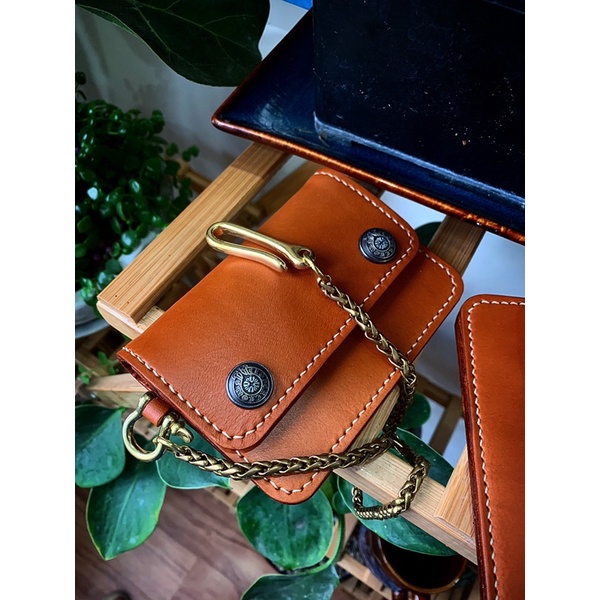 VÍ DA BÒ MINI DÁNG GẬP DA BÒ 100%