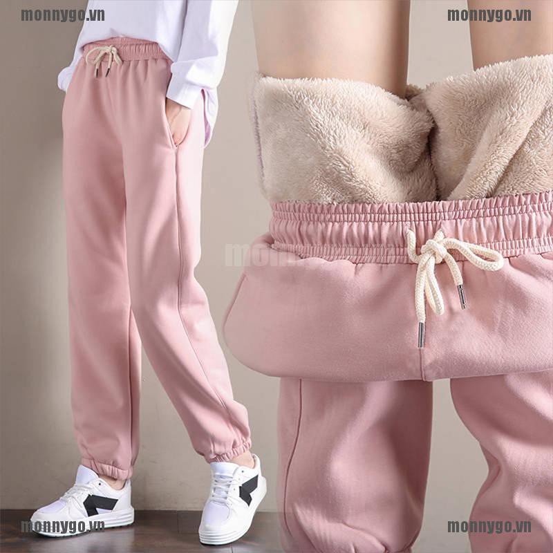 Quần Dài Tập Thể Thao Lót Lông Cừu Dày Dặn Thời Trang Mùa Đông Cho Nữ | BigBuy360 - bigbuy360.vn