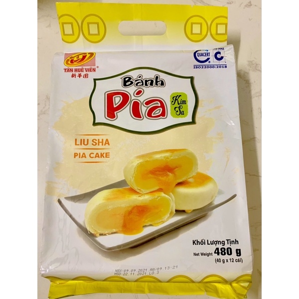 Bánh Pía Kim Sa Tân Huê Viên 12 cái, nhân trứng muối kim sa Liu Sha Pia Cake, đặc sản Sóc Trăng