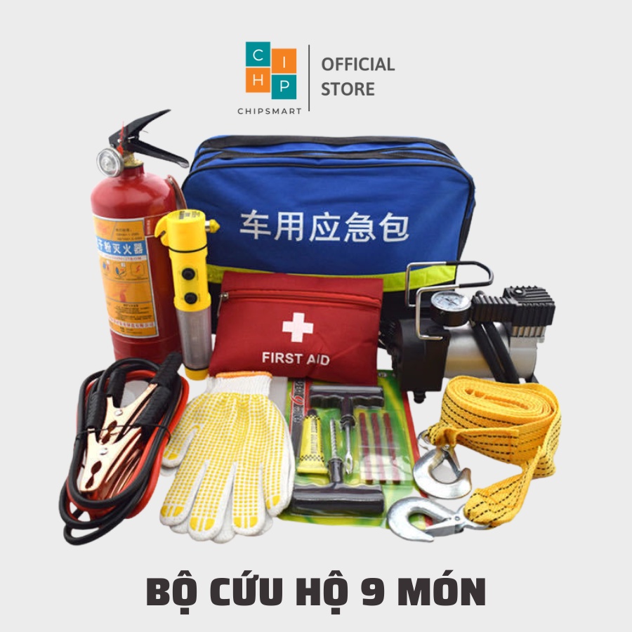 Bộ dụng cụ cứu hộ dành cho xe ô tô đa năng 9,10 món, khắc phục các sự cố cho xe hơi