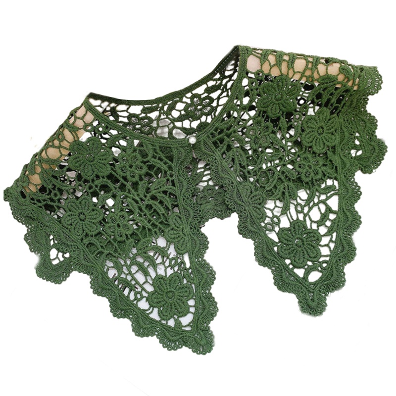 Khăn Choàng Ren Rỗng Thêu Hoa Đính Nút Ngọc Trai Ngọt Ngào Có Thể Tháo Rời Cho Nữ