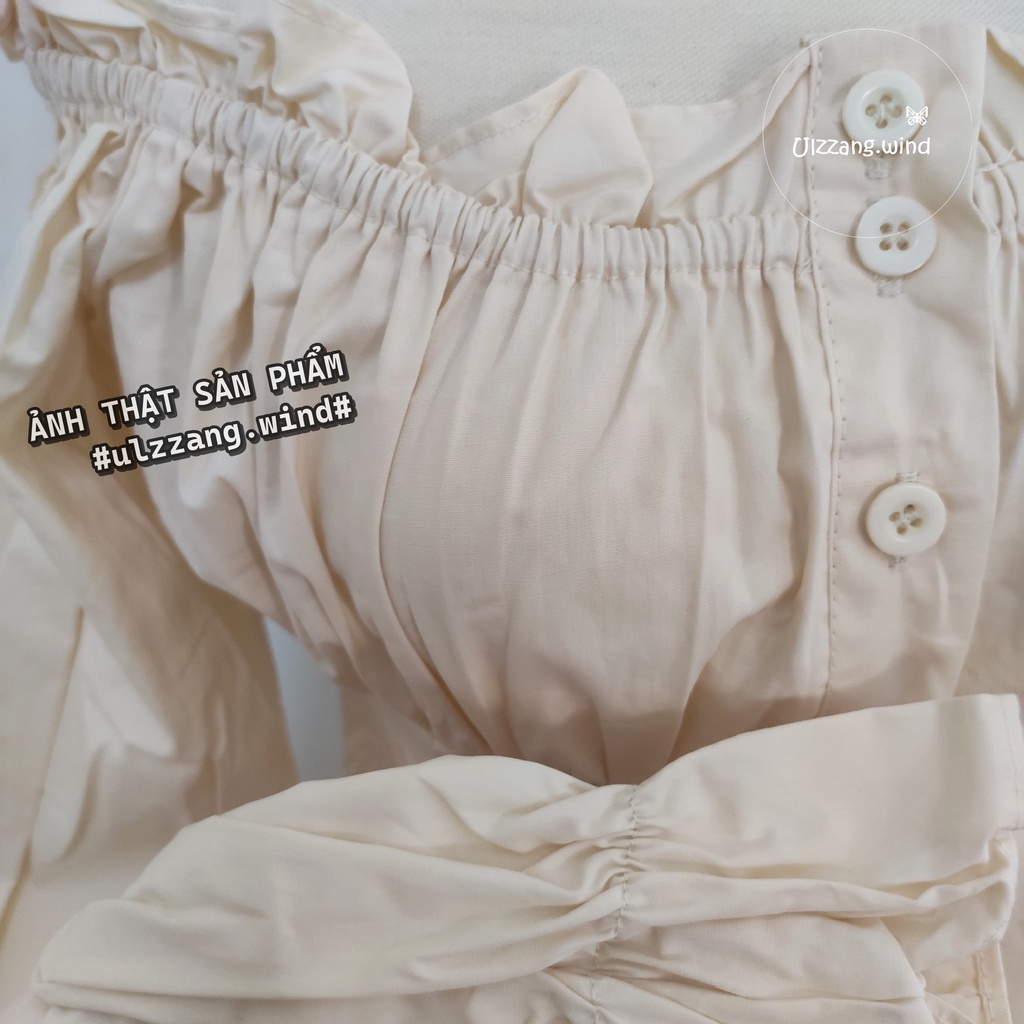 Đầm tiểu thư cổ vuông dài tay màu sắc trang nhã ulzzang vintage - u.w