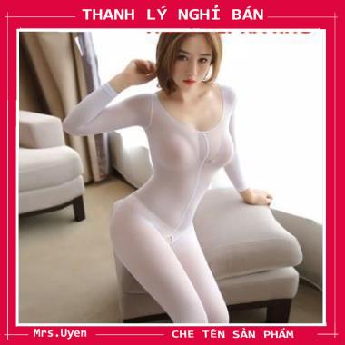 Bộ ngủ body da dài tay bó sát sexy [bst679] Bodystocing liền thân, bodysuit ren liền tất | BigBuy360 - bigbuy360.vn