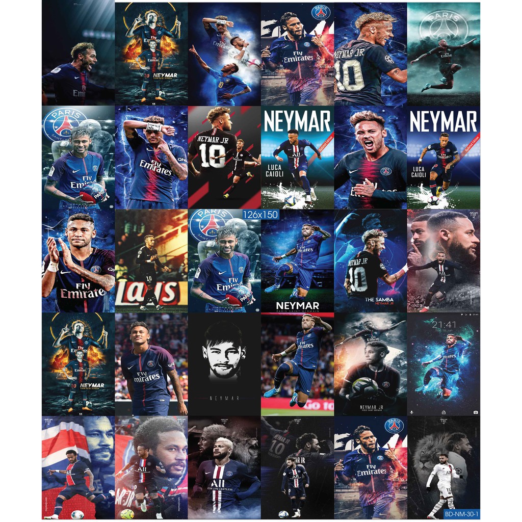 Combo Set 30 tờ Decal dán tường cầu thủ Neymar