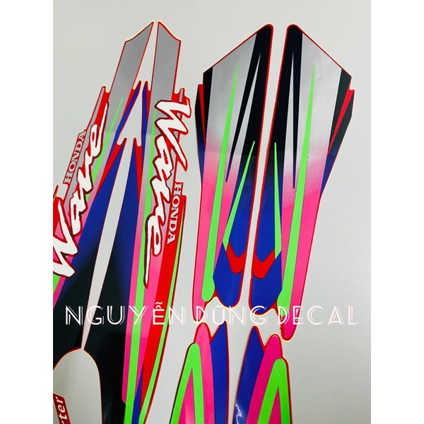 Nguyên bộ tem 3 lớp Wave thái 100 màu đỏ đời 1998_ Nguyễn Dũng Decal