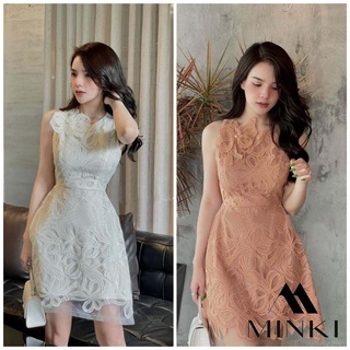 ĐẦM REN SÁT NÁCH KÈM HOA 4 MÀU - CHẤT REN CAO CẤP - MÀU CAM /  TRẮNG / ĐEN / NUDE
