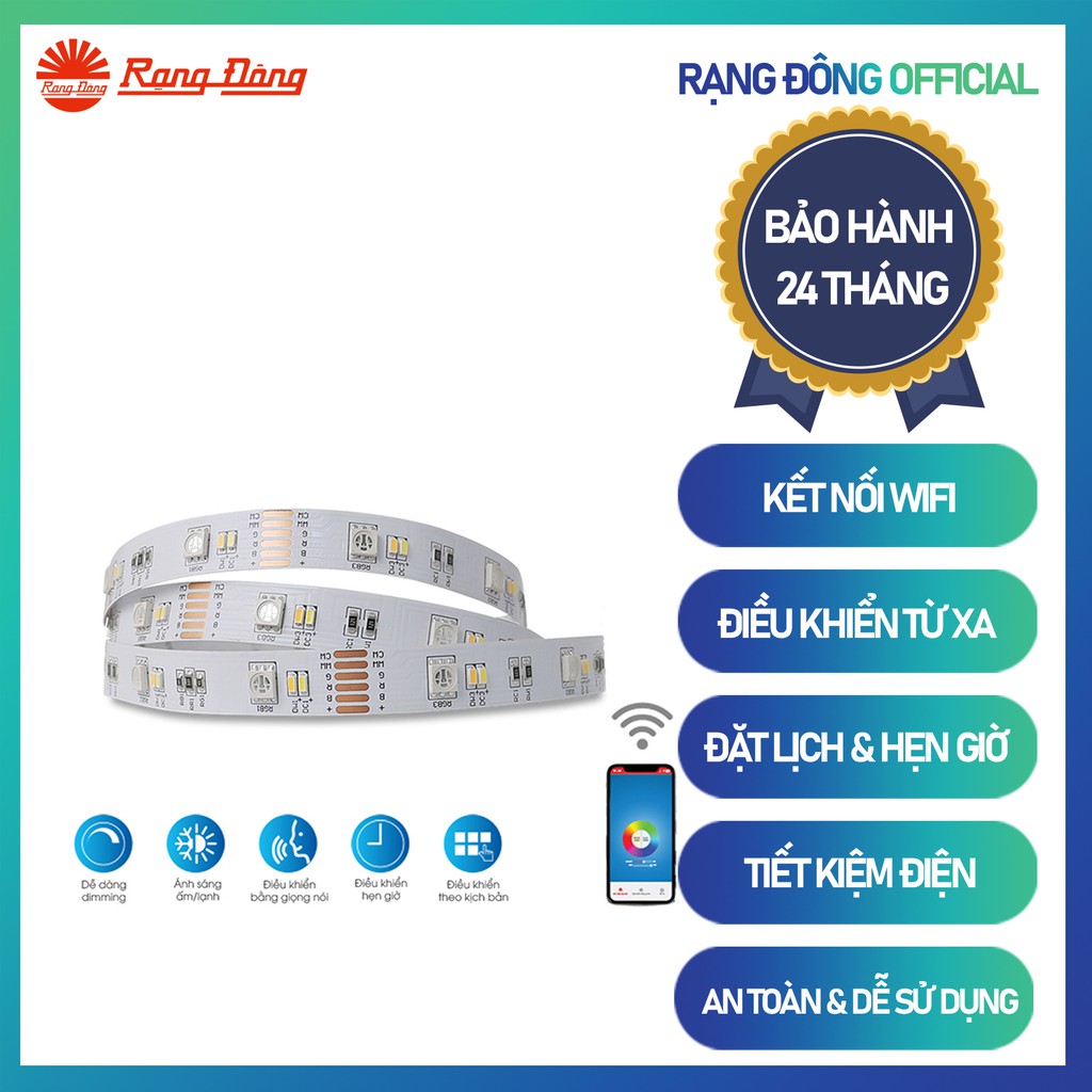 Bộ đèn LED dây RGB điều khiển từ xa bằng app điện thoại model:  LD01 RGBW.WF