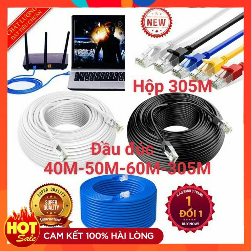 [Lõi Đồng]Dây mạng cat5e dài 40M 50M 60M 305M chuẩn đúc sẵn 2 đầu bấm-dây mạng lan internet tốt xịn cao cấp