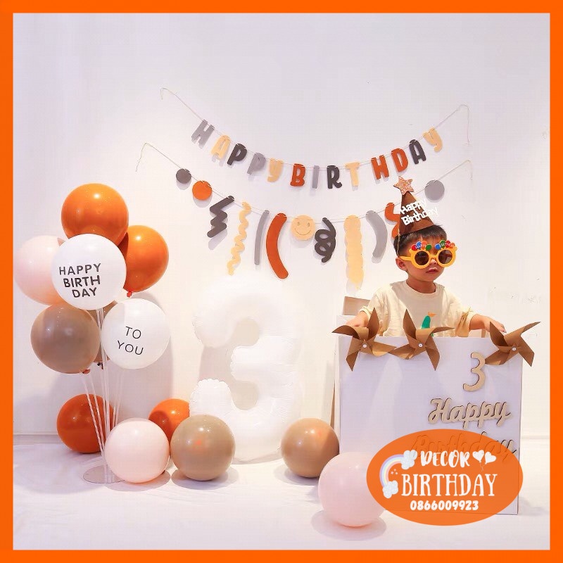 Set Sinh Nhật Hàn Quốc Mẫu Mới, Trang Trí Sinh Nhật Style Hàn Nhẹ Nhàng Dễ Trang Trí  Tặng Kèm Đồ Bơm Băng Dính Bóng