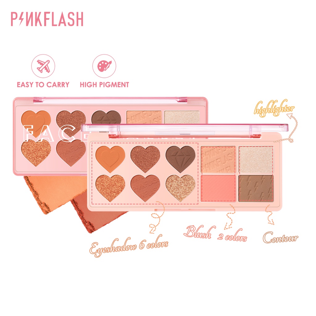 Bảng Phấn Mắt Tích Hợp Phấn Má Hồng / Phấn Tạo Khối / Phấn Bắt Sáng Đa Dạng Pink Flash Oh My Love 100% Màu Sắc Phong Phú