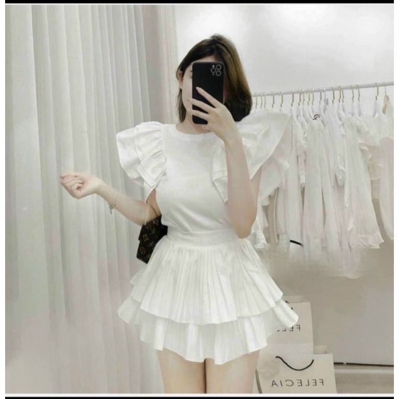 Chân váy dập ly nhỏ 2 tầng cao cấp vải siêu đẹp