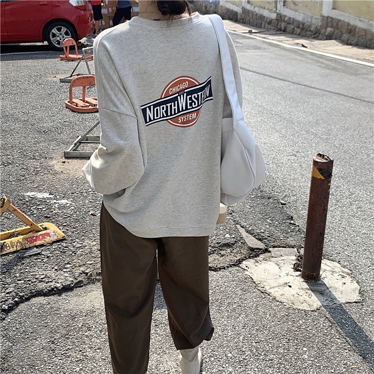 Áo sweater ZHELIHANGFEI tay dài in họa tiết chữ cái trẻ trung thời trang