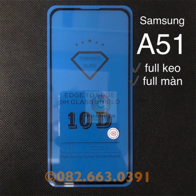 Dán cường lực Samsung Galaxy A51 nano dẻo, siêu bền / Kính cứng Full màn hình