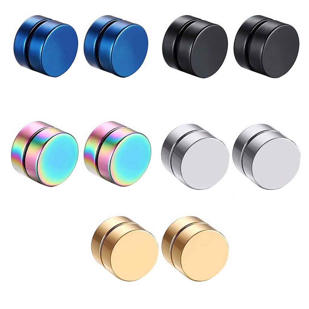 Bông tai nam châm hình tròn bằng thép không gỉ kiểu dáng sang trọng