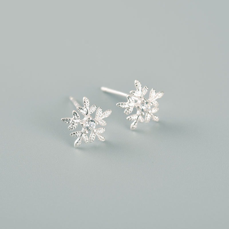 Khuyên tai bạc 925 hoa tuyết Robin xinh xắn dễ thương nhỏ nhắn đáng yêu Dế Bạc - K4201