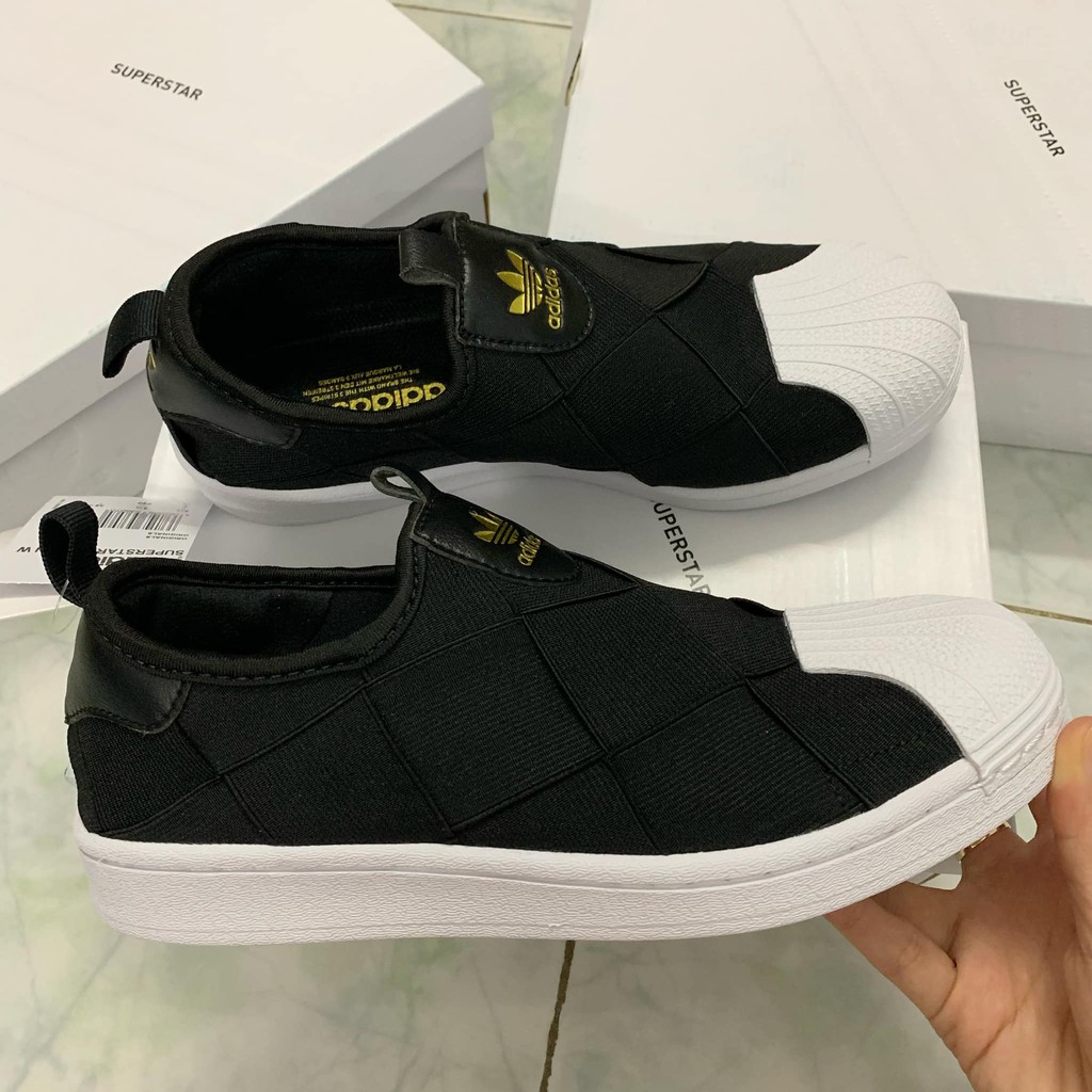 Giày Nữ Sneaker Adidas FREESHIP Adidas Superstar Slip On W Core Black Gold - Giày Thể Thao Nữ Adidas Chính Hãng 2021