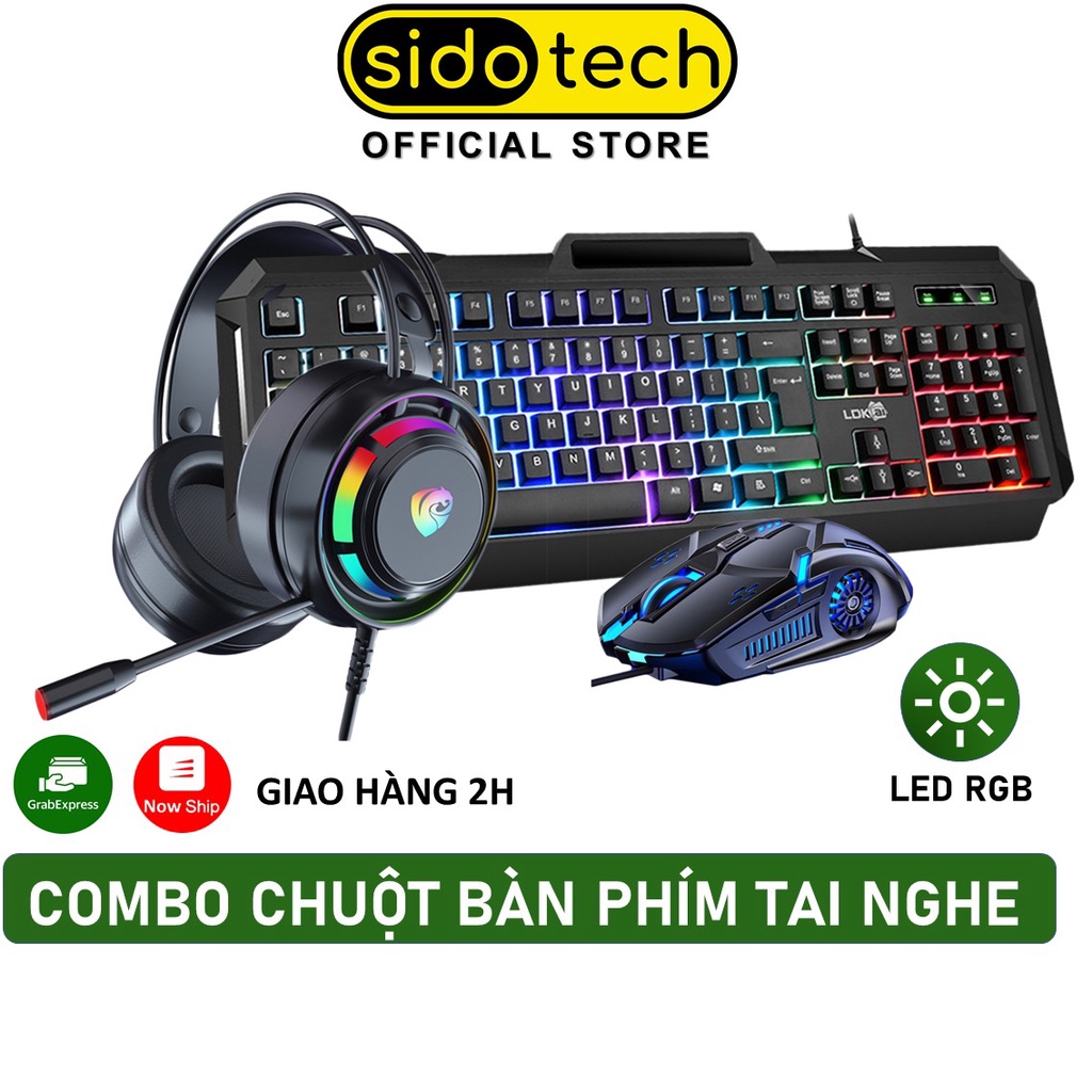 Combo bàn phím máy tính V5 pro | chuột gaming G5 | tai nghe chụp tai P300 SIDOTECH cho game thủ esport và văn phòng