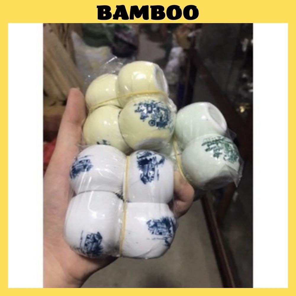 Cóng yến, chòe đất chất liệu gốm sứ cao cấp họa tiết siêu đẹp đủ bộ 4 chiếc Phụ kiện Bamboo