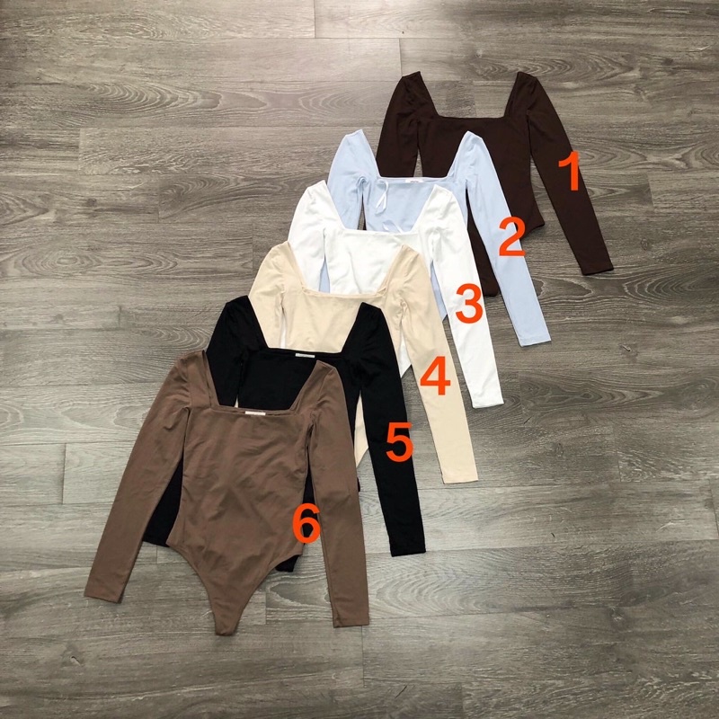 BEUCLOSET - Bodysuit cổ vuông tay dài xuất xịn