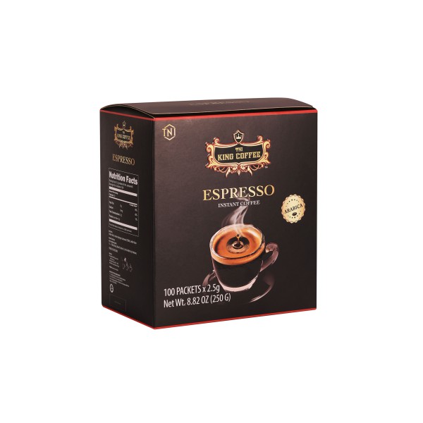 Cà phê hòa tan KING COFFEE Espresso - Hộp 100 gói x 2,5 g (250 g)