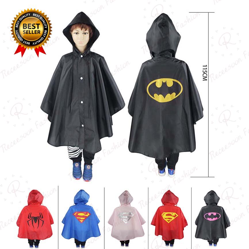 Superheroes Kids Baby Raincoat Outdoor Waterproof Rain Coat Avengers Spider-Man Poncho Rainwear Rainsuit